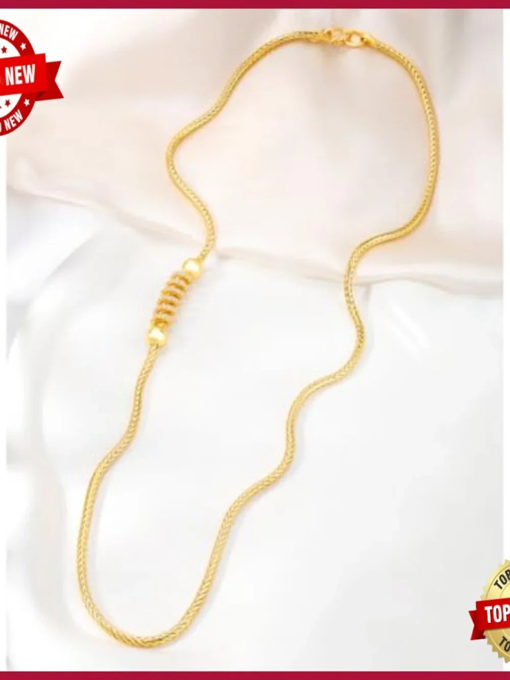 Cubic Zirconia Studded Chain Necklace Bharatanatyam Jewellery Set